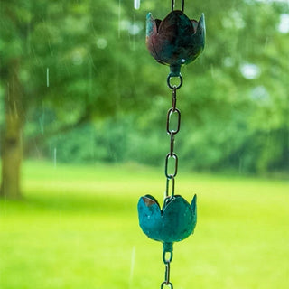 Verdigris Tulip Rain Chain