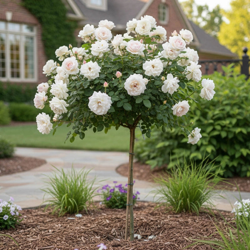 rose plant in house Easy Spirit Tree Rose - 36" Tree Rose | Rosa 'WEKmereadoit' PPAF | White | Zone 4-10 | Full Sun